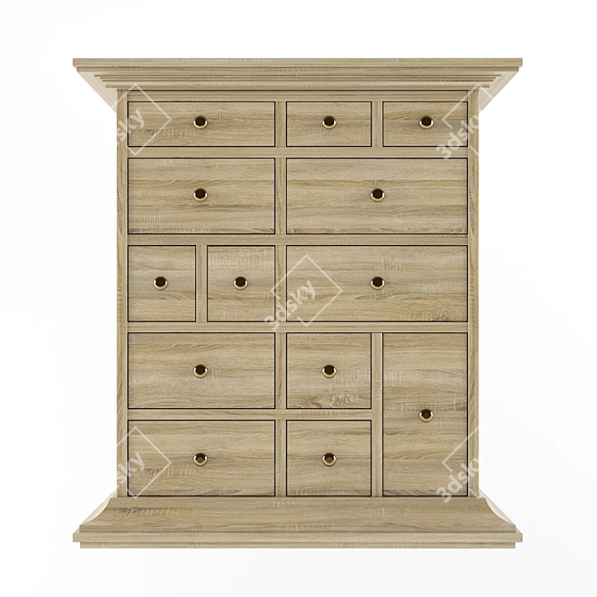 Reina Oak Sonoma Chest - 13 Drawers 3D model image 1