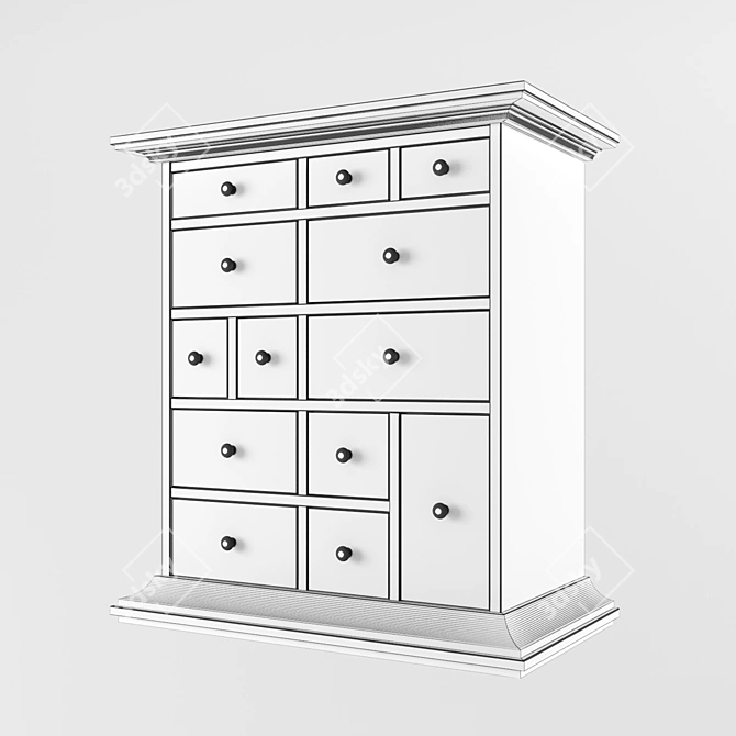 Reina Oak Sonoma Chest - 13 Drawers 3D model image 3