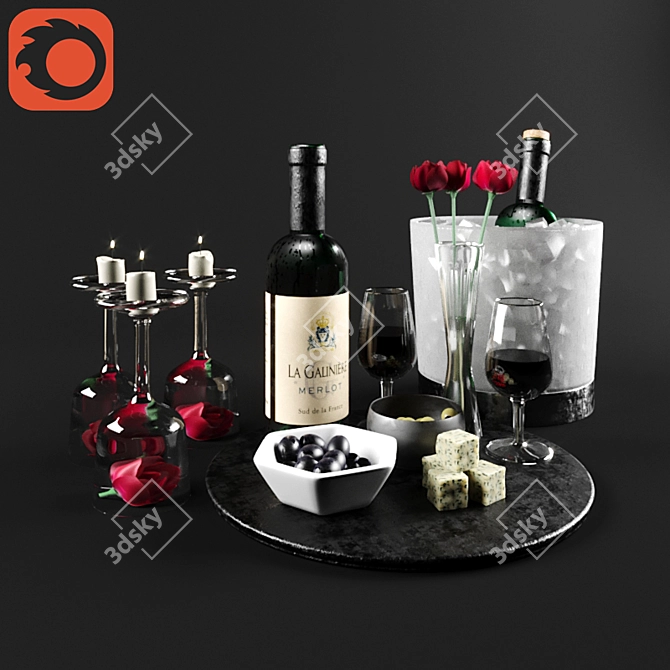 Deluxe Wine and Roses Set 3D model image 1