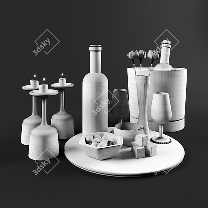 Deluxe Wine and Roses Set 3D model image 3