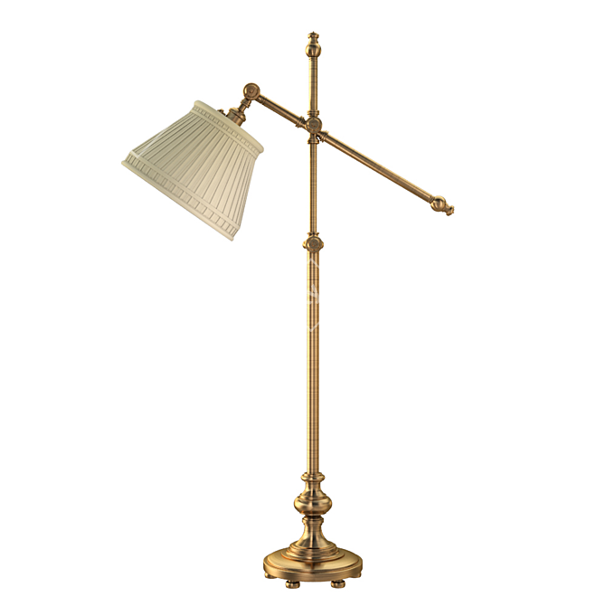 Antique Brass Floor Lamp: Elegant and Portable 3D model image 1