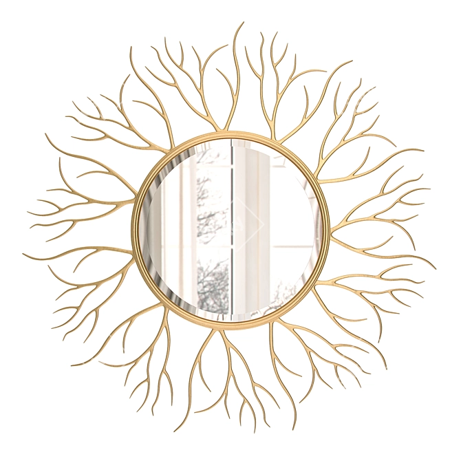 Golden Twig Mirror - Large Round 110 cm 3D model image 1