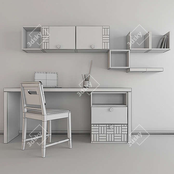 Children's Writing Desk & Decor 3D model image 2