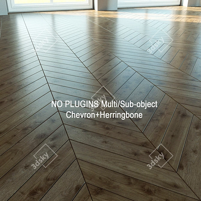 Natural Wood Parquet Flooring 3D model image 1