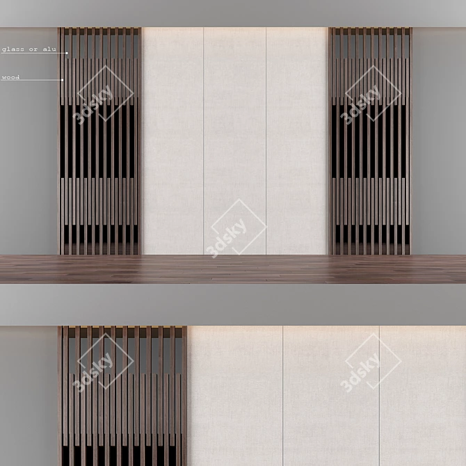 Elegant Wood Panel and Cloth 3D model image 1