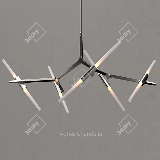 Elegant Agnes Chandelier in Silver 3D model image 1