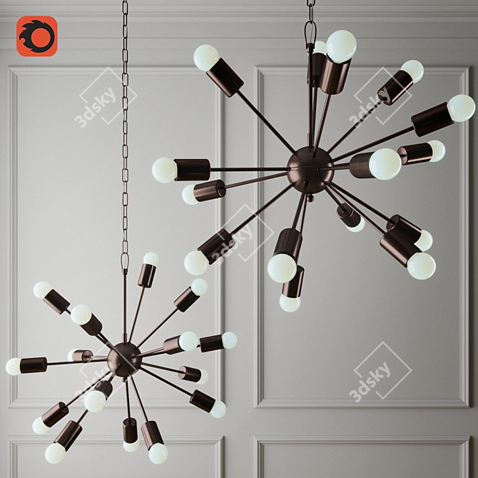 Industrial Sputnik Chandelier 3D model image 1