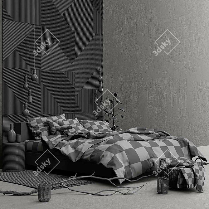 Sleek H&M Bedroom Set 3D model image 3