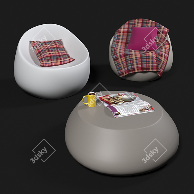 Stylish Vondom Stones Armchairs & Coffee Table 3D model image 1