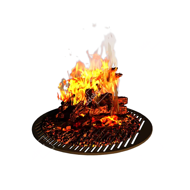 Rustic Cast Iron Fire Pit 3D model image 1