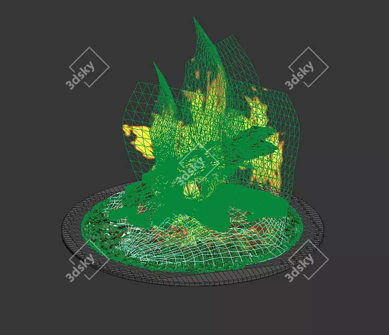 Rustic Cast Iron Fire Pit 3D model image 2