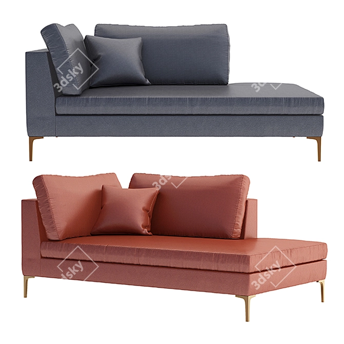 Luxury Velvet Edlyn Sectional 3D model image 1