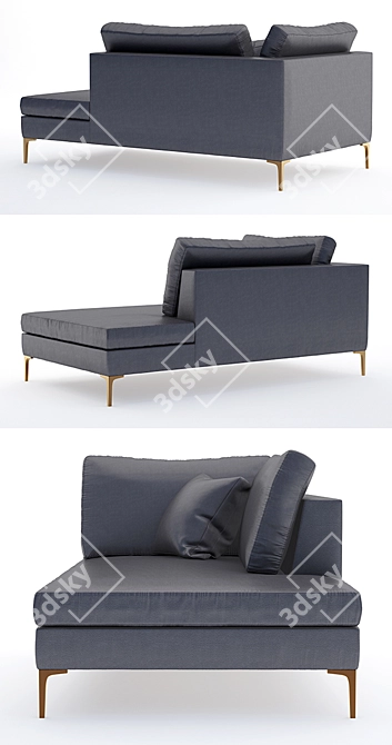 Luxury Velvet Edlyn Sectional 3D model image 2