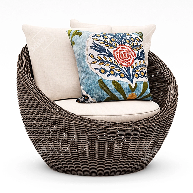 Torrey Wicker Papasan Chair, Espresso 3D model image 1