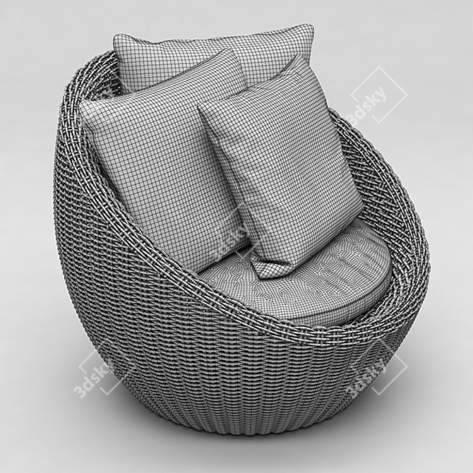 Torrey Wicker Papasan Chair, Espresso 3D model image 3