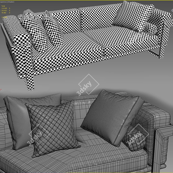 Elegant Galileo Coffee Table & Sofa 3D model image 3