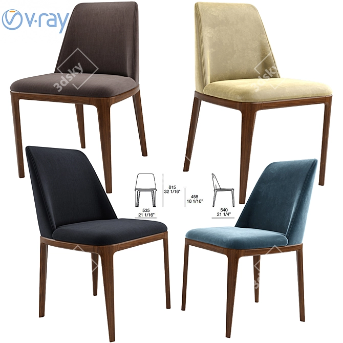 Elegant Poliform Grace Chair 3D model image 1