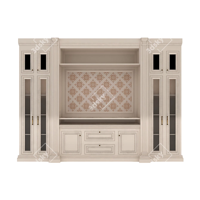 Modern 3D Display Cabinet (370x45x280 cm) 3D model image 1