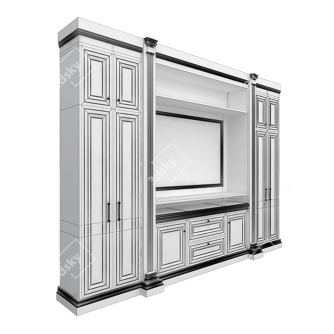 Modern 3D Display Cabinet (370x45x280 cm) 3D model image 3
