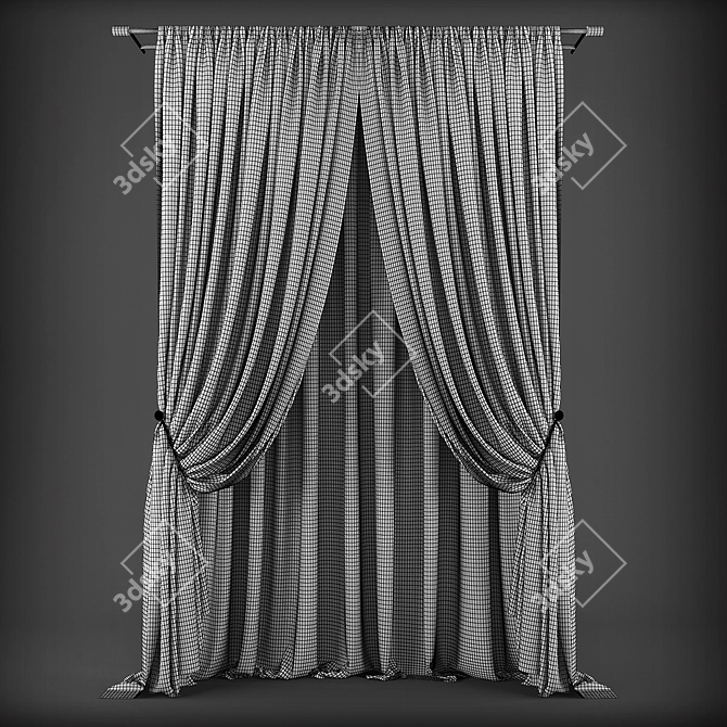 Modern Style Curtains: Polys 157396 / Verts 159205 3D model image 2