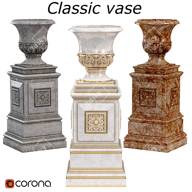 Elegant Resin Vase - 2014 Classic Design 3D model image 1