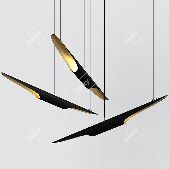 Coltrane Black and Gold Pendant 3D model image 2