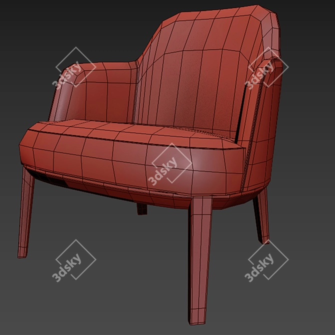 Modern Jane Armchair with Poliform Metal Base 3D model image 2