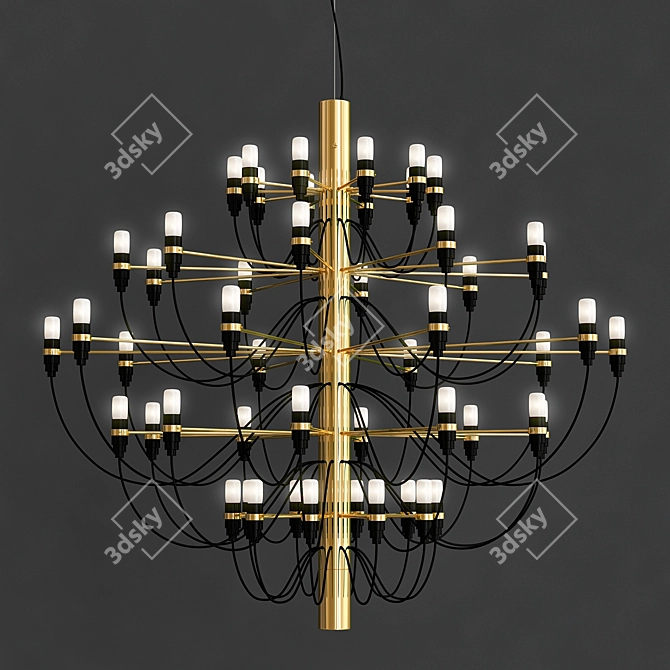 Vintage Brass 2097 Chandelier 3D model image 1