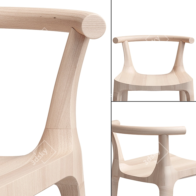 Sleek Beech Stool - Elka 3D model image 2