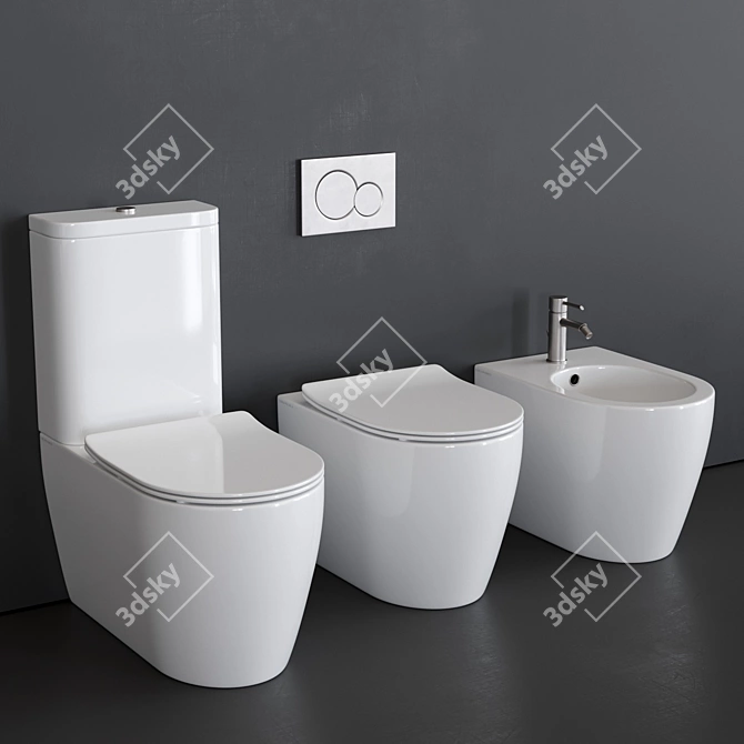 Scarabeo Moon Collection - Toilet, Bidet & Close-Coupled Set 3D model image 1