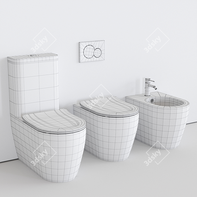 Scarabeo Moon Collection - Toilet, Bidet & Close-Coupled Set 3D model image 3