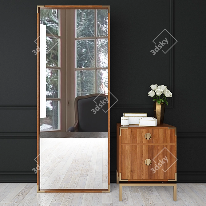 West Elm Malone Walnut Set - Sleek and Stylish 3D model image 3