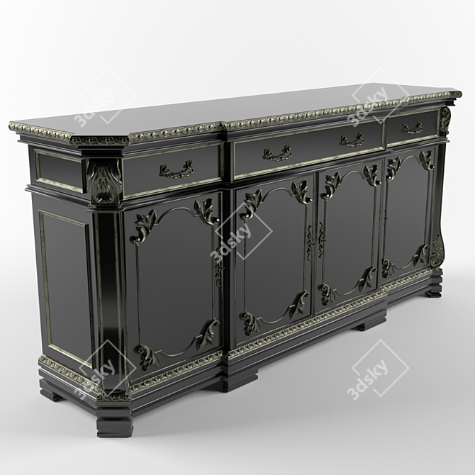 Mystic Black Gothic Commode 3D model image 1