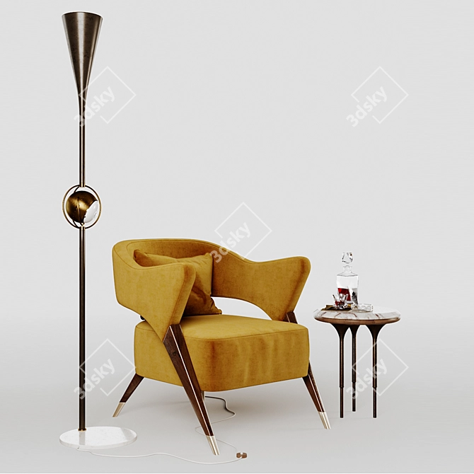 Monique Style Armchair 3D model image 1