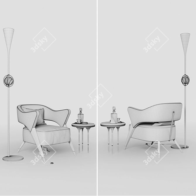 Monique Style Armchair 3D model image 3