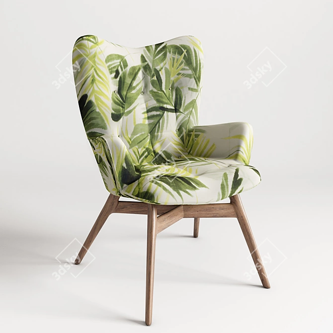 Luxury Velvet Armchair: Vicky Petrol 3D model image 1