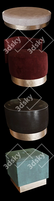 Luxurious Baxter Pouf Set: Draga & Aure Collection 3D model image 2