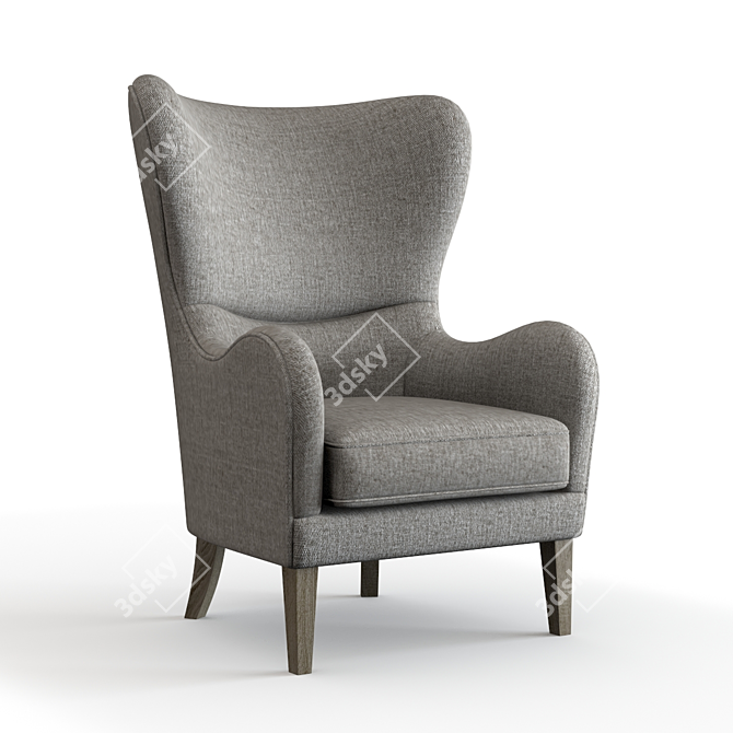 Modern Gray Wing Chair 3D model image 1