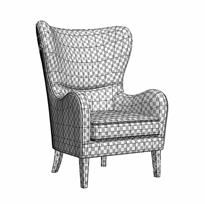 Modern Gray Wing Chair 3D model image 2