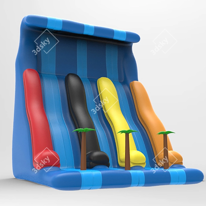 Kids' Party Fun: Inflatable Slide 3D model image 2