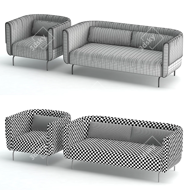 Bienno Sofa and Armchair Set 3D model image 3