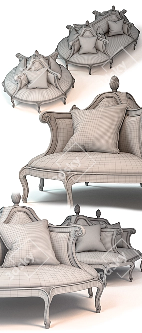 Elegant Tate Coversational Sofa 3D model image 3