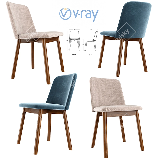 Modern Chip Dining Chair 3D model image 1