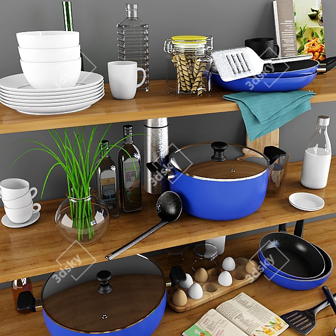 Complete Kitchen Accessory Set 3D model image 2