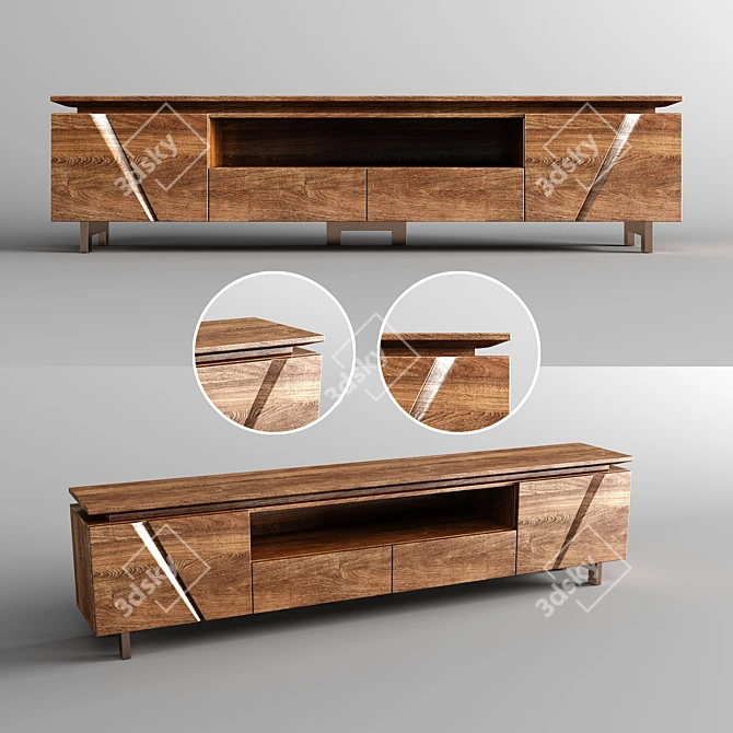 Modern TV Stand with Storage Drawers 3D model image 1