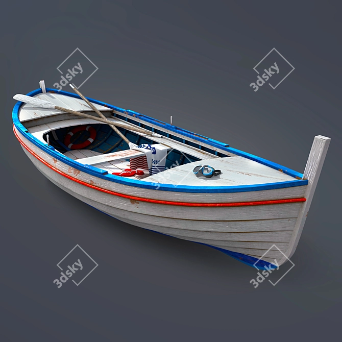 Rustic Wood Canoe 3D model image 1