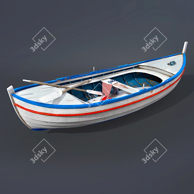 Rustic Wood Canoe 3D model image 2