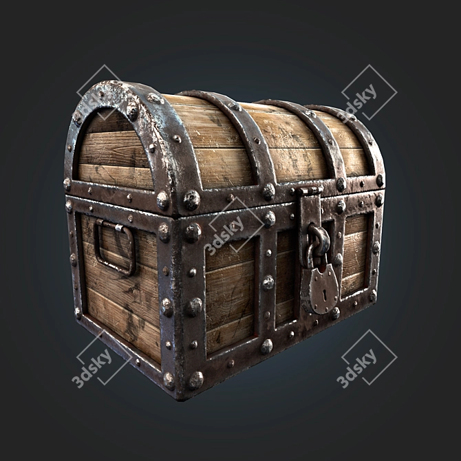 Antique Treasure Chest 3D model image 1