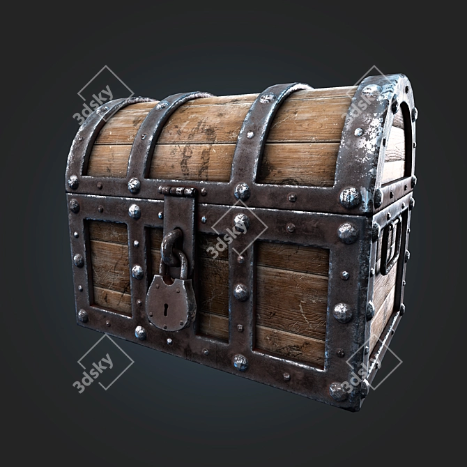 Antique Treasure Chest 3D model image 2