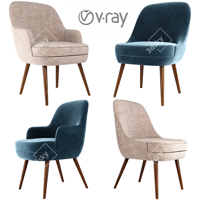 Elegant 375 Walter Knoll Chairs 3D model image 1